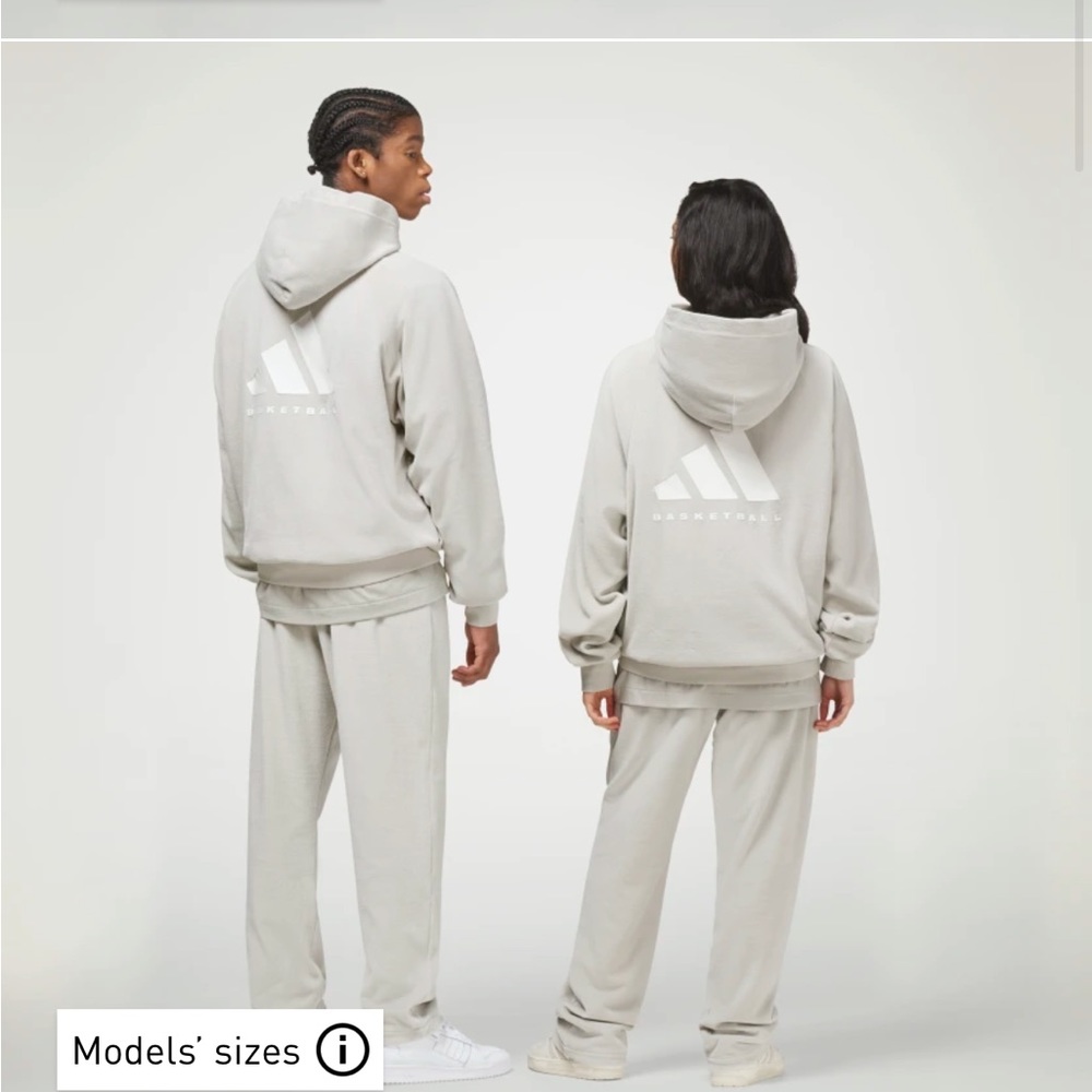 NWT cloud white adidas velour basketball hoodie sz L